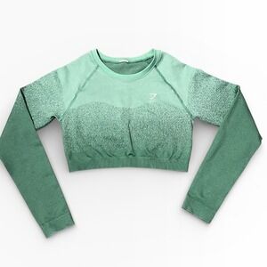 Gymshark Adapt Ombre Seamless Crop Top Mint Green Womens B1A2Y 30" Bust Small